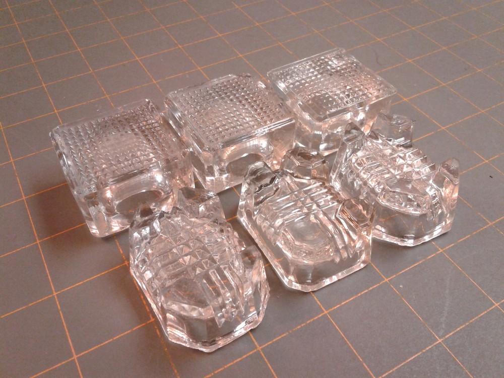 Antique 6 Glass Open Salt Cellar Dips