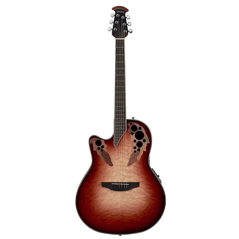 Ovation Celeb CE44LX Elite Plus Left-Hand A/E Guitar, Spruce Top, Ruby Red Burst
