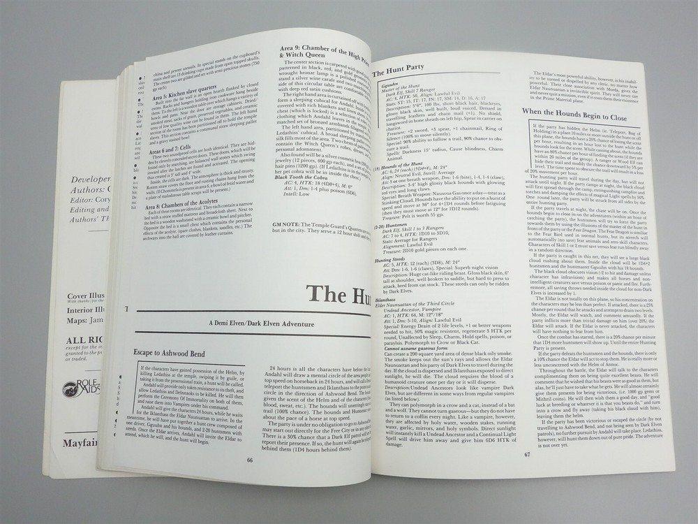 Advanced Dungeons & Dragons, D&D: RoleAids Sourcebook Elves