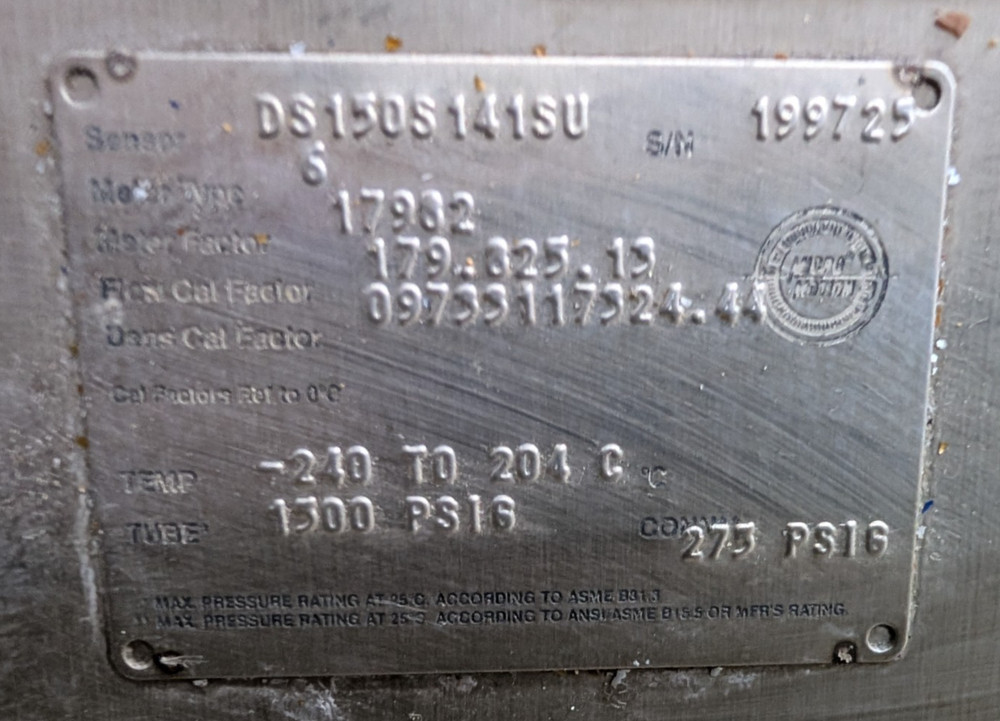 🤪 EMERSON MICRO MOTION MASS FLOW SENSOR DS150S141SU