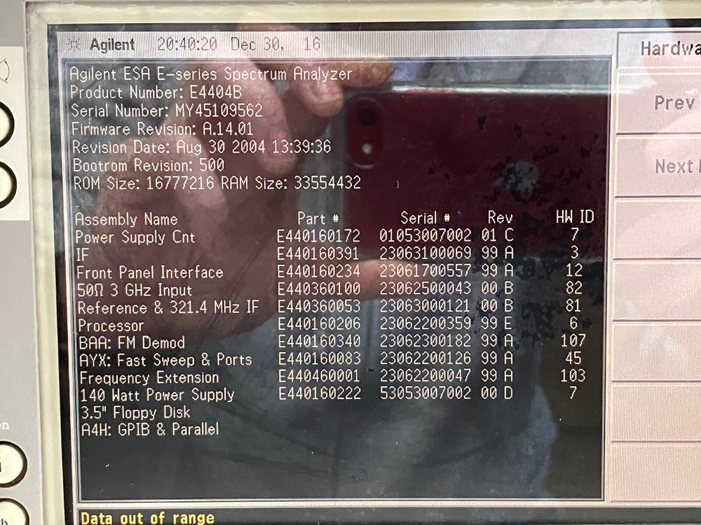 Agilent E4404B ESA-E Series Spectrum Analyzer 9kHz-6.7GHz