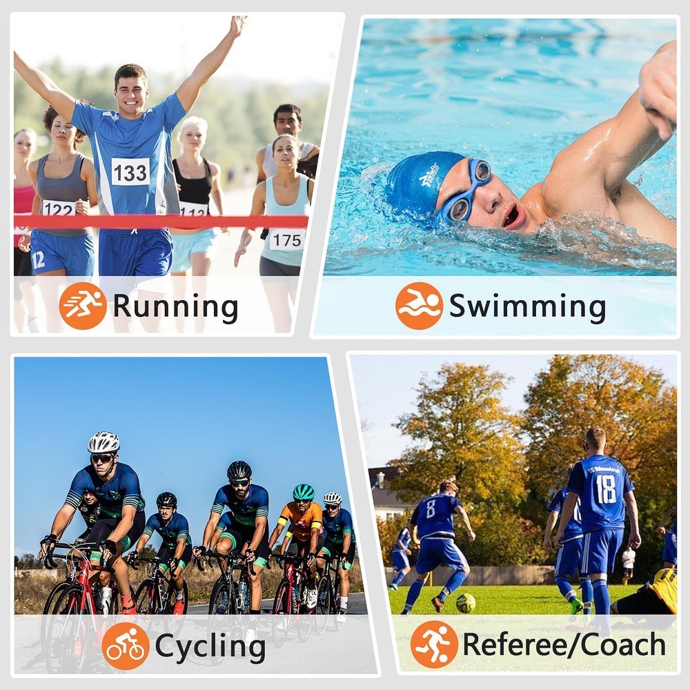 PULIVIA Sports Stopwatch Timer 10 Lap Split Memory 8-10 lap/split, Black