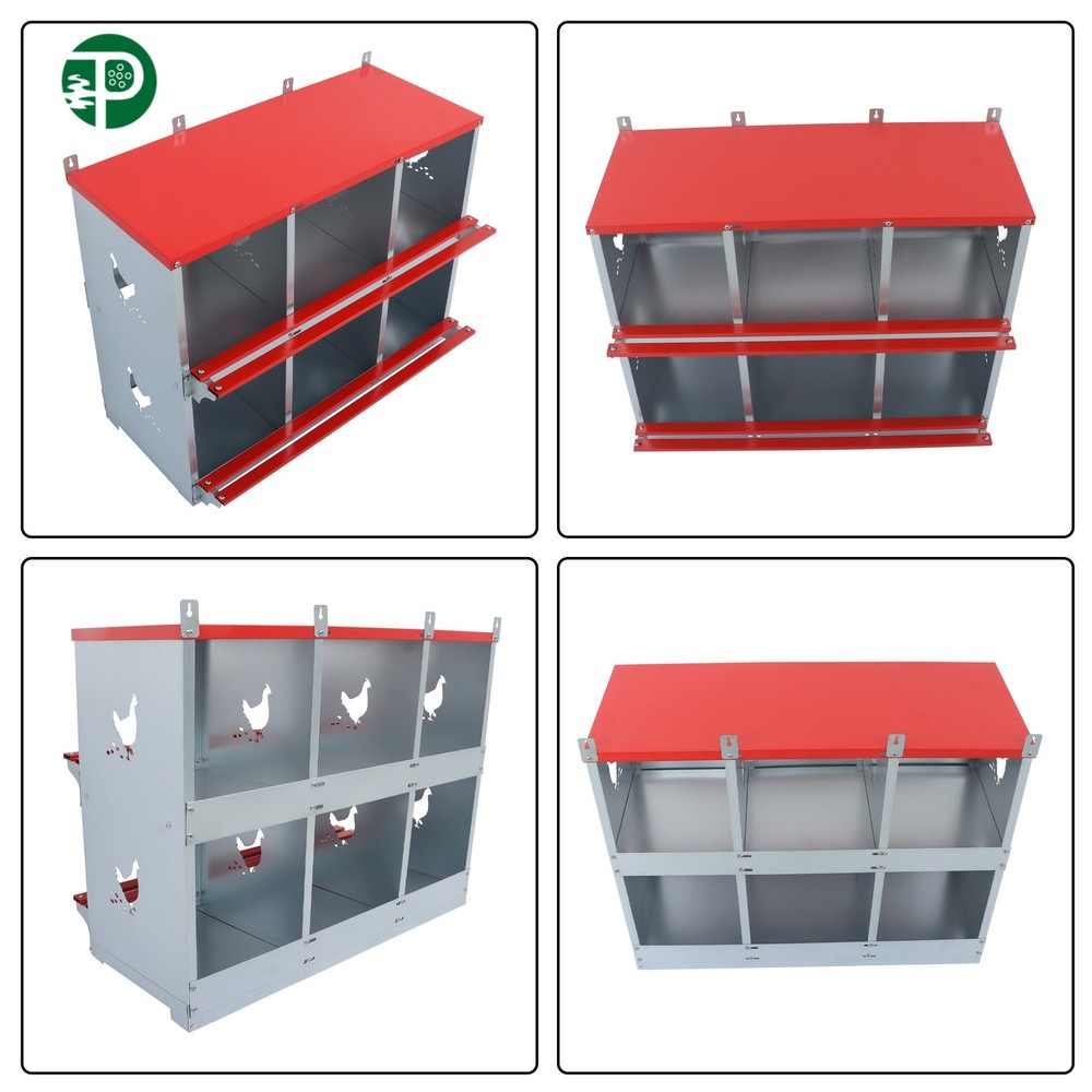 Galvanized Steel 6 Compartment Nesting Boxes for Chickens Chicken Laying Boxes
