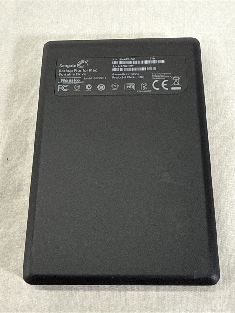 Seagate Backup Plus for MAC 1 TB HDD Model SDR00F1 External Drive Tested