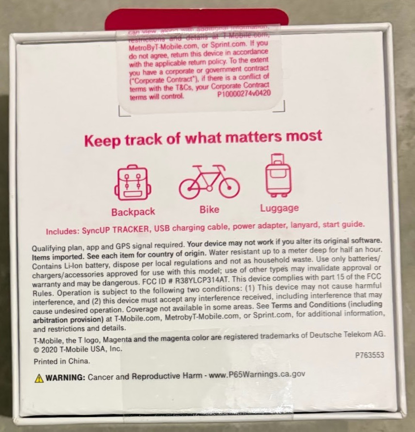 T-Mobile SyncUp Tracker 314AT 128MB