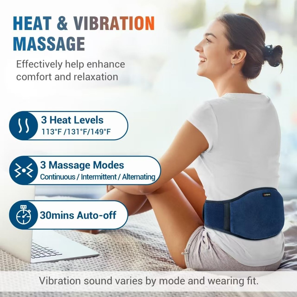 Comfytemp Cordless Portable Heating Pad with Massager for Back, FSA Blue