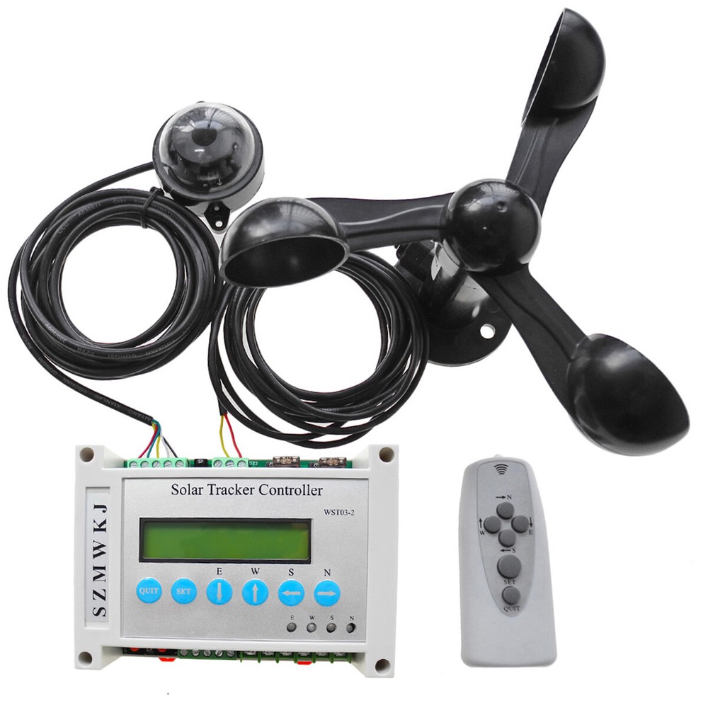 WST03-2 Dual Axis Electric Solar Tracker LCD Controller W/ Anemometer Sun Track