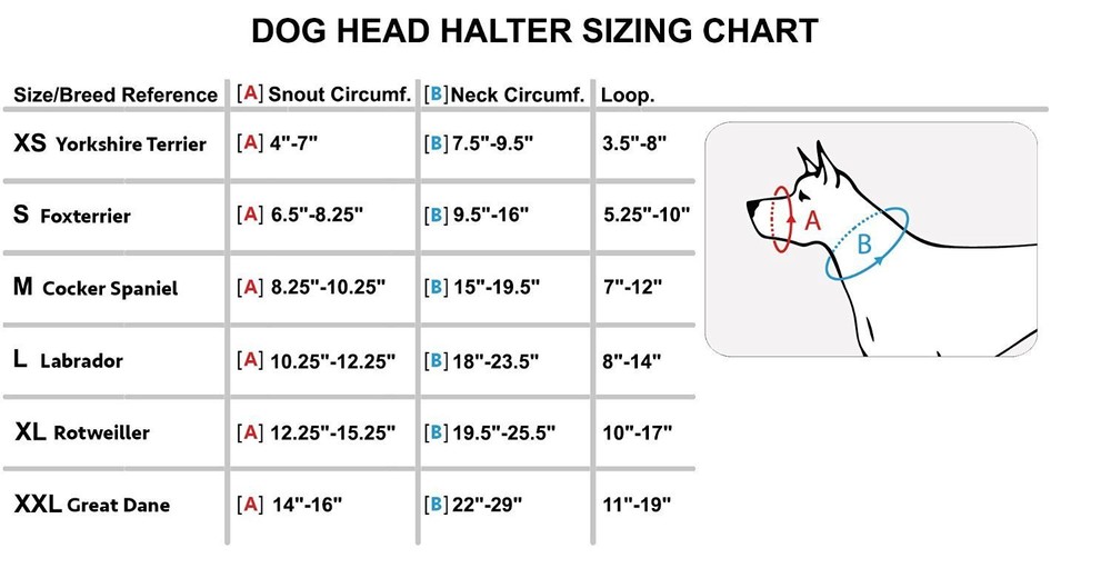 Nylon Dog Head Collar Halter Black 6 Sizes