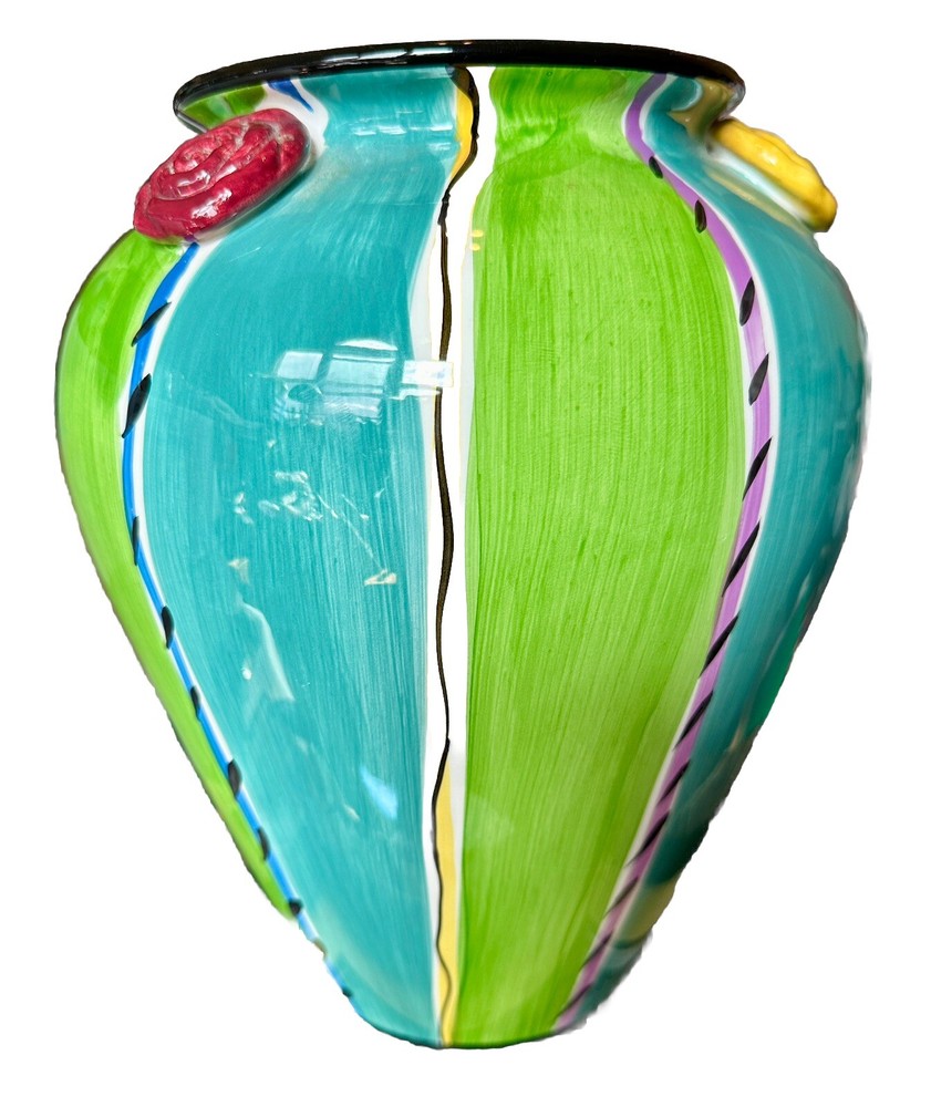BLUERIDGE DESIGNS INC LARGE MULTICOLOR VASE EUC