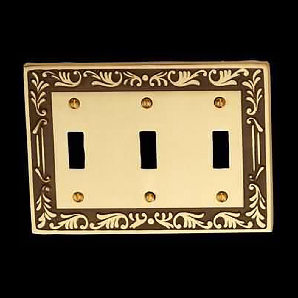 2 Victorian Switch Plate Triple Toggle Antique Solid Brass | Renovator's Supply