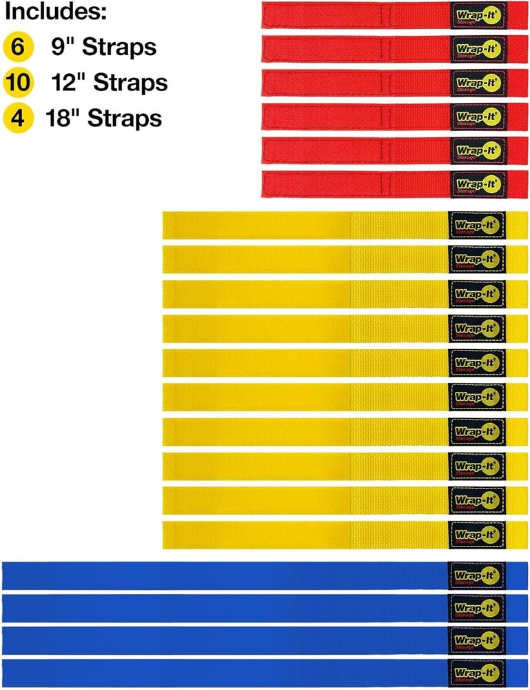 20-Pack Assorted Hook and Loop Straps for Cables, Hoses and Organization