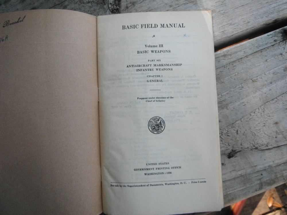 War Department 1936 book, antiaircraft marksmanship