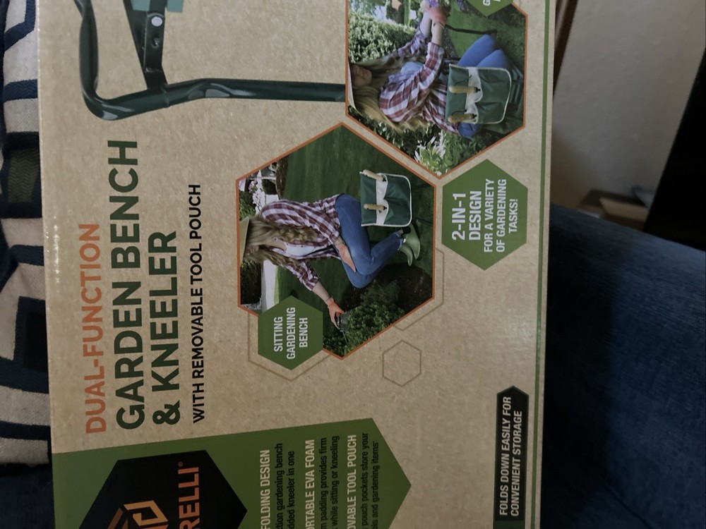 Torelli Dual Function Folding Garden Bench & Kneeler with Removable Tool Pouch