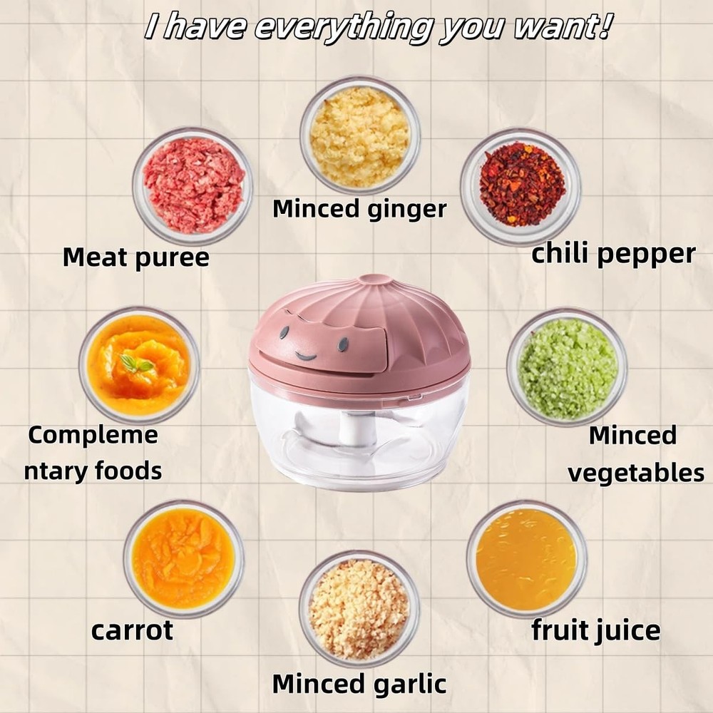 Manual Food Processor Vegetable Chopper, Mini Hand Pull String Garlic Chopper...