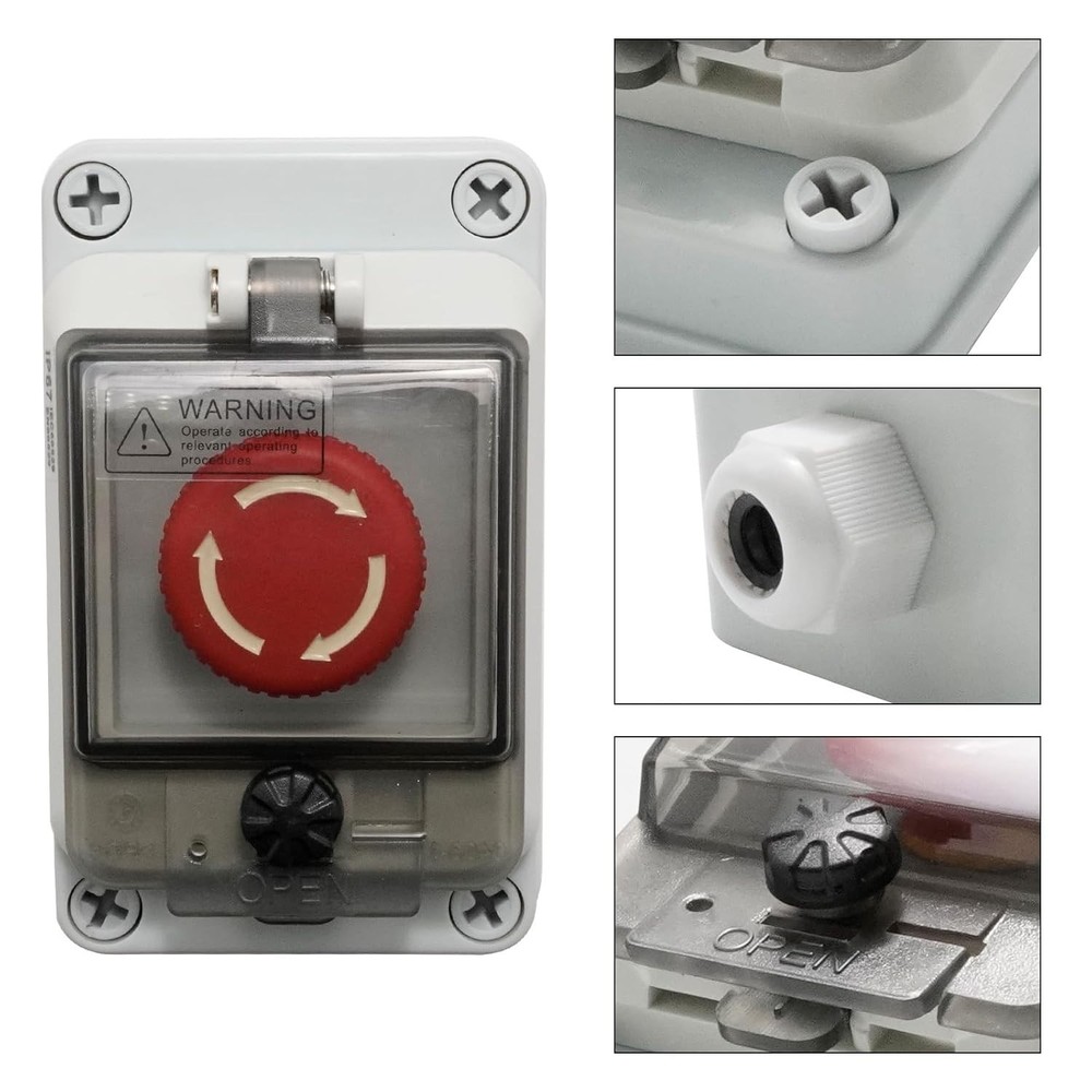 IP67 660V 10A Emergency Stop Button with Box, Emergency Shut Off Switch E-Stop P