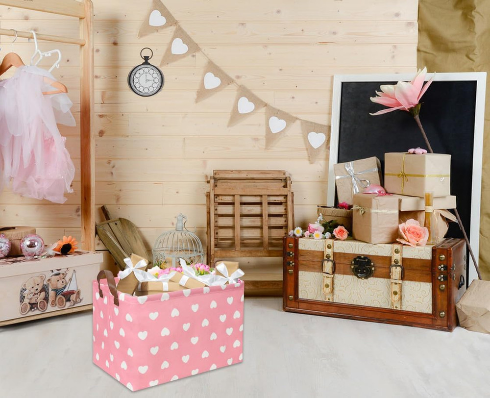 Rectangular Pink BasketsHeart BasketPink Girls Large Love