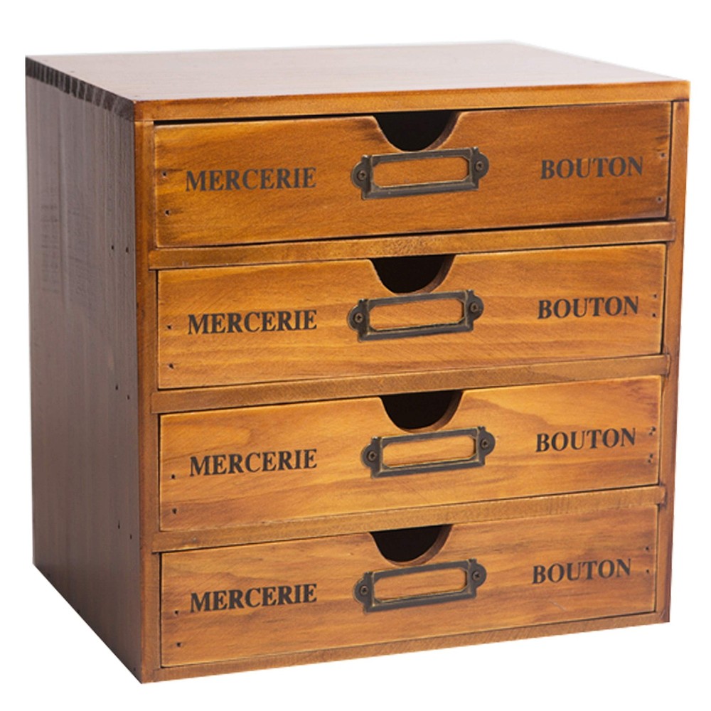 Modular Stackable Apothecary Cabinet 4 Drawer Desk Organizer - Retro Library ...