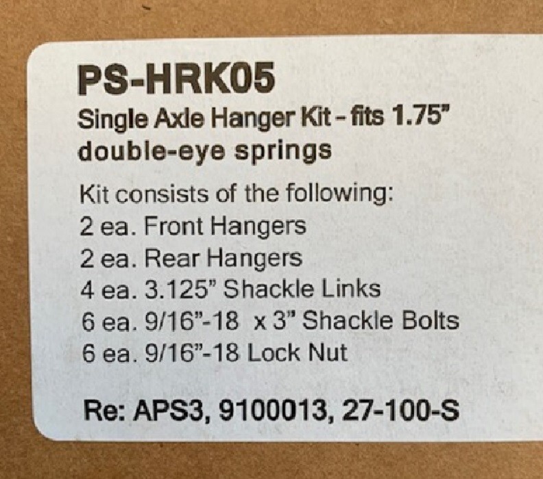Spring Hanger Kit for Single Axle Trailers' 2K and 3.5K
