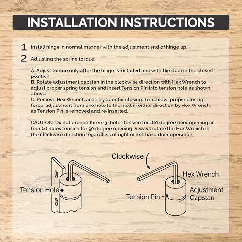 Spring Hinges, Adjustable Self Closing 4 Inch with 1/4 Inch Radius, Polished
