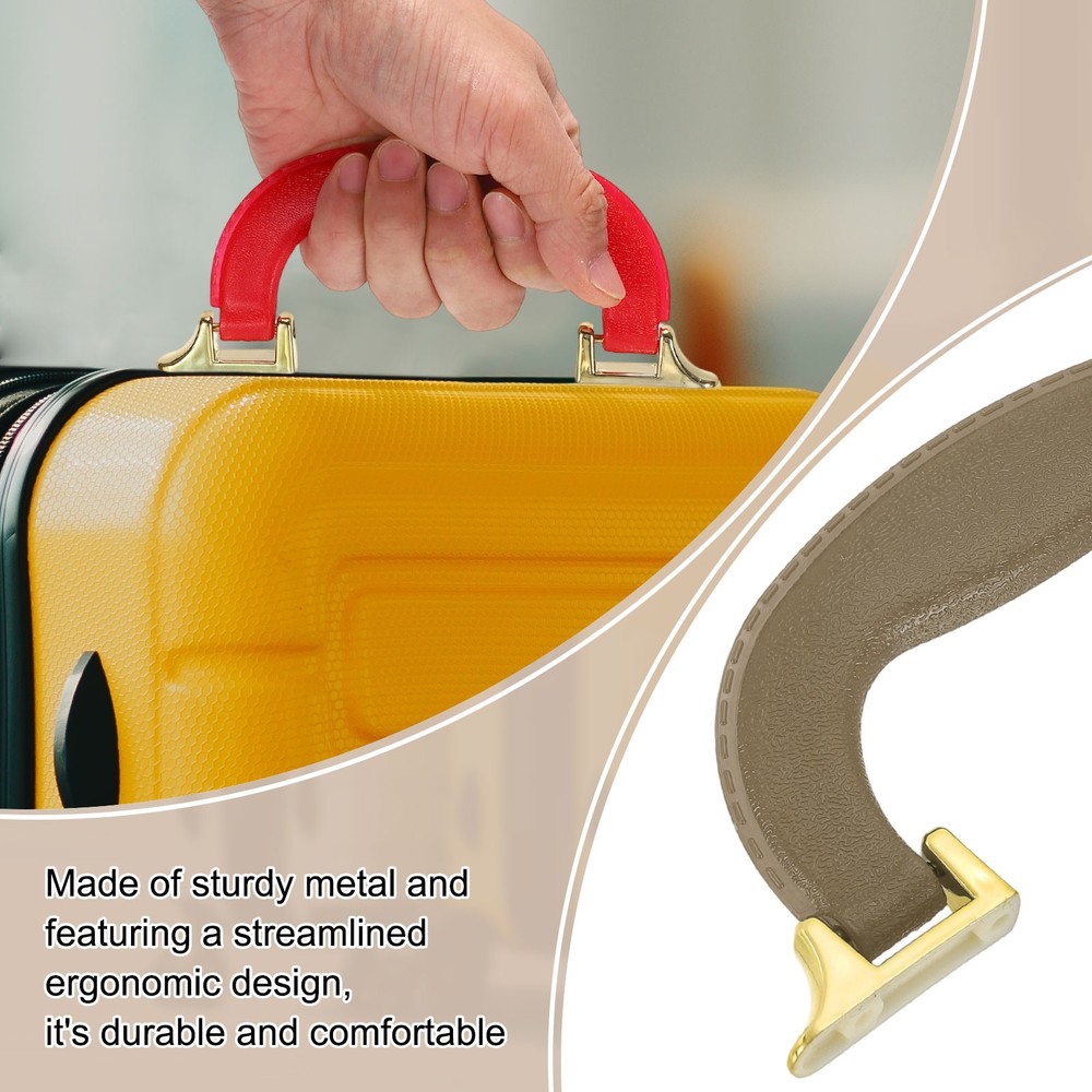 2Pcs Luggage Handle Plastic Pull Handle Grip Replacement with Screws Gray Gold