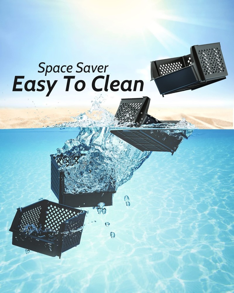 Skywin TidyFriend Stackable Storage Bins for Pantry, 4 Pack Stackable Bins Fo...