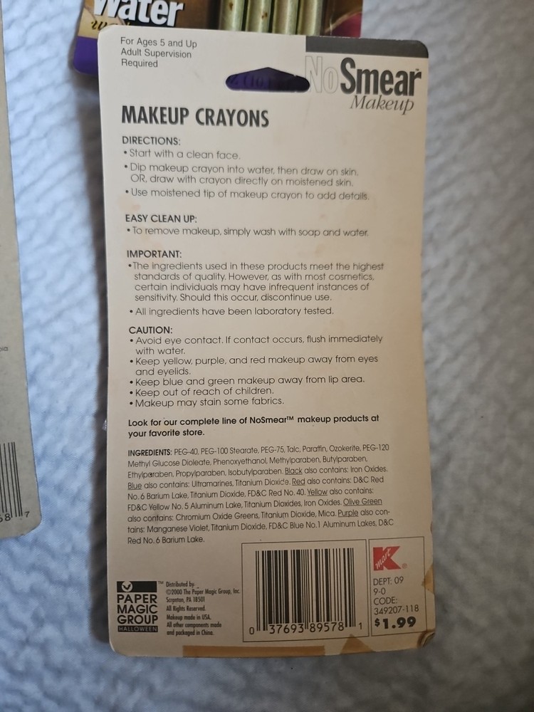 Vintage Halloween Makeup Paper Magic Group 2000