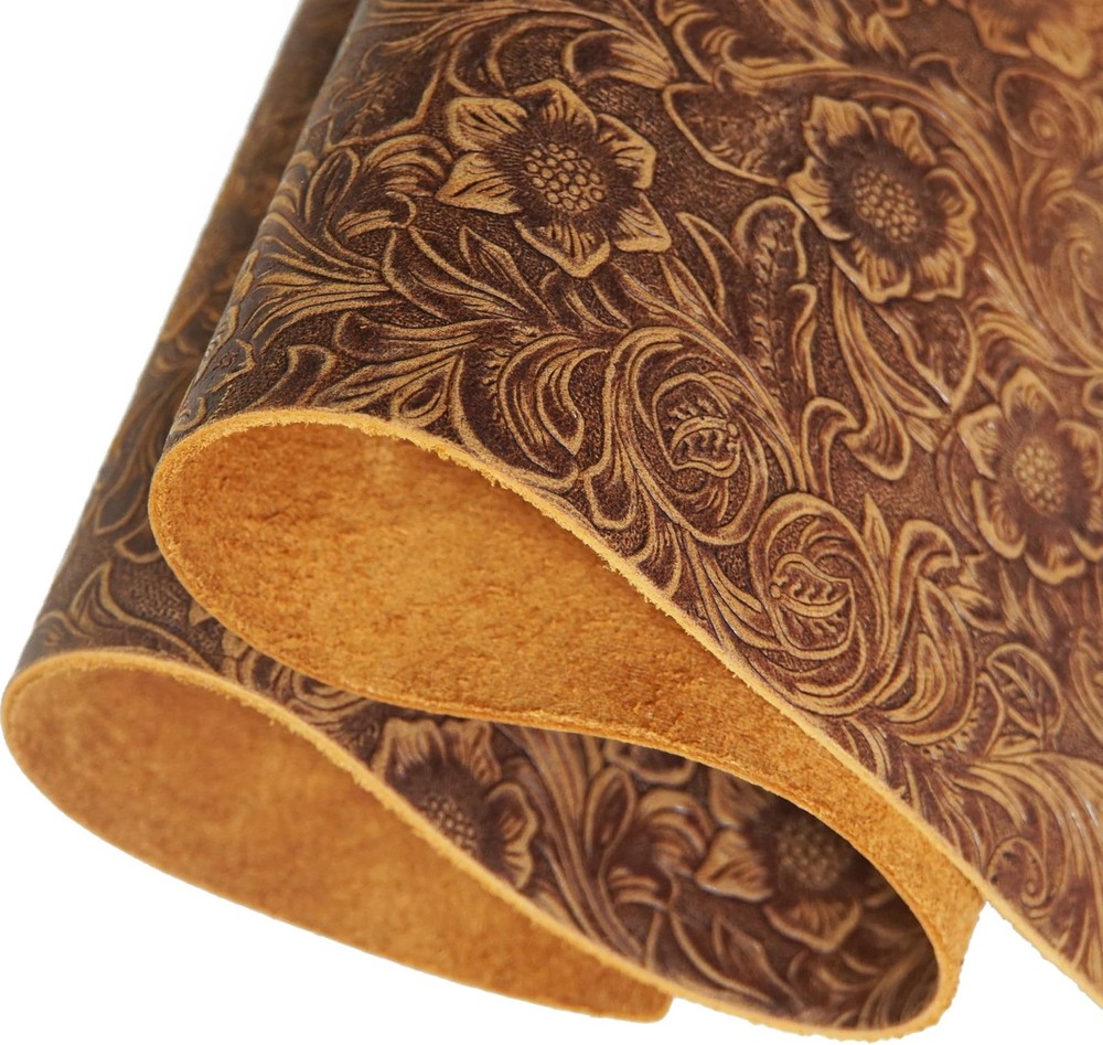 DOQN Bump Texture Genuine Leather Sheets Plain Geometric Pattern Printed Leather