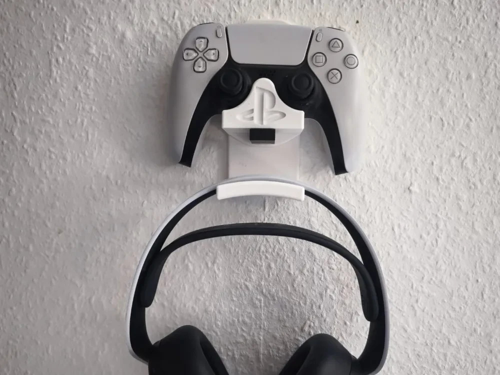 Wall mount for PS5 Controller & Pulse 3D Headset – with USB dongle holder -Black
