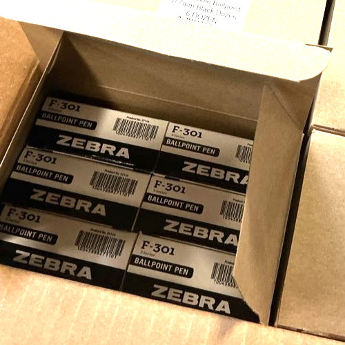 (12 Pack) Zebra F-301 Ballpoint Fine 0.7mm Black Stainless Steel Retractable Pen