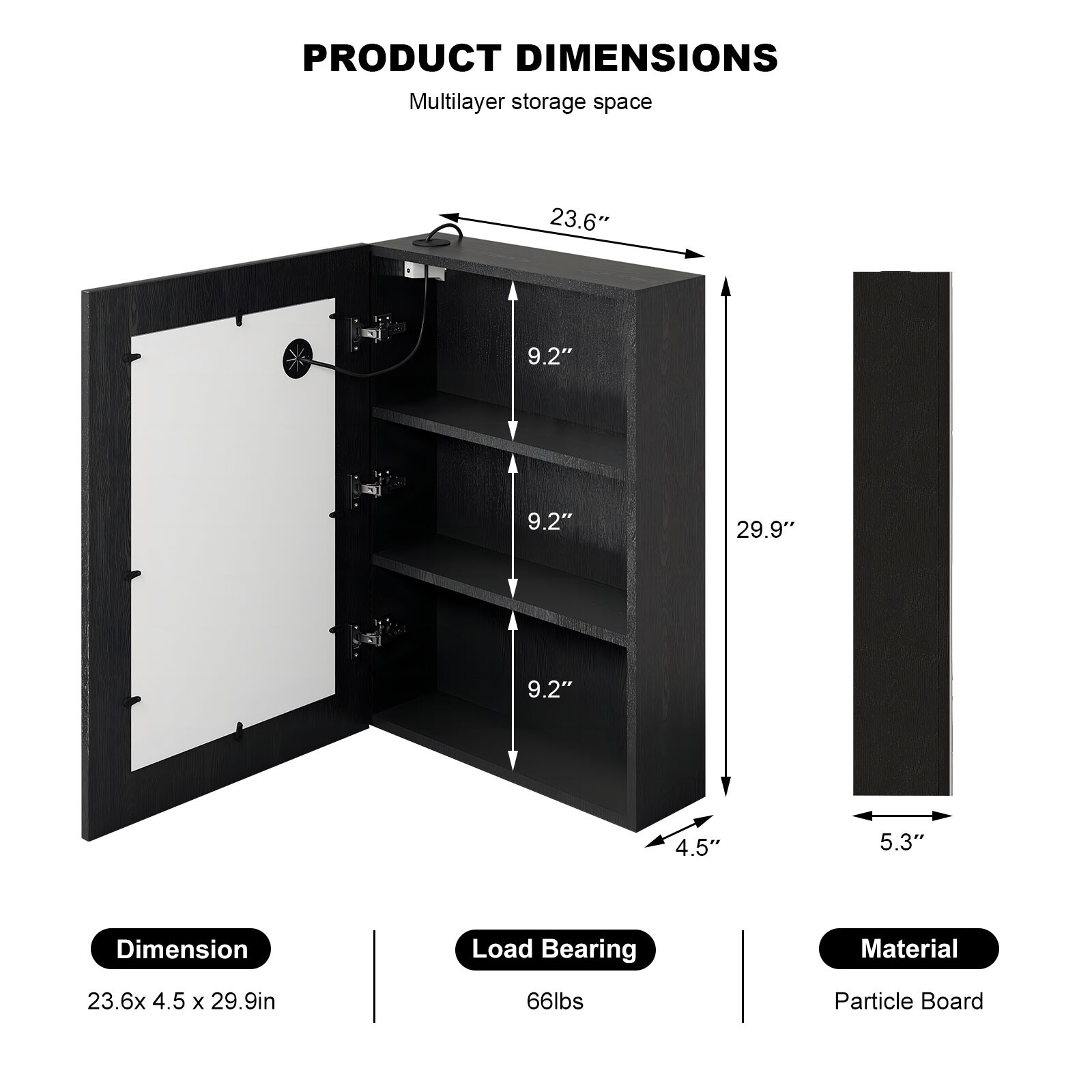 24" x 30" LED Bathroom Medicine Cabinet w/ Lighted Mirror Anti-Fog Touch Sensor