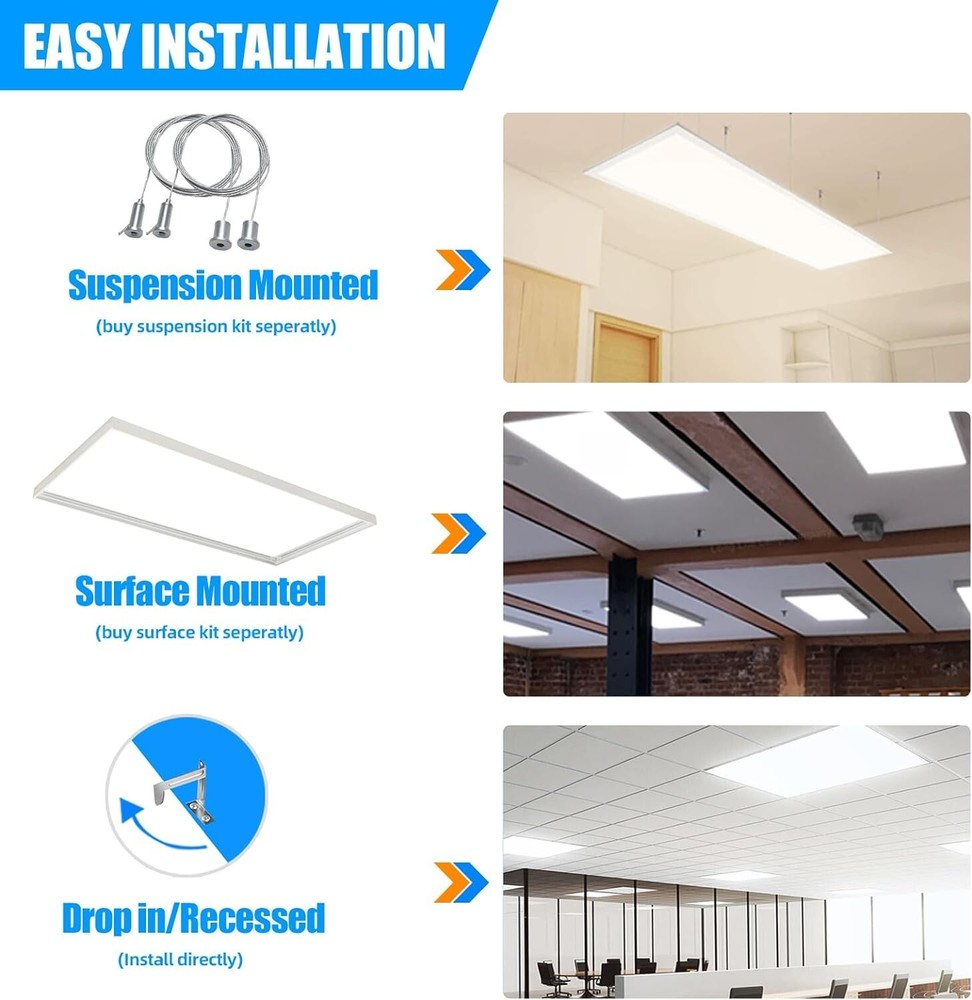 LED Panel Light 2x4FT 75 Watt 5000K Daylight White Dimmable AC 110V-277V 6 PACK