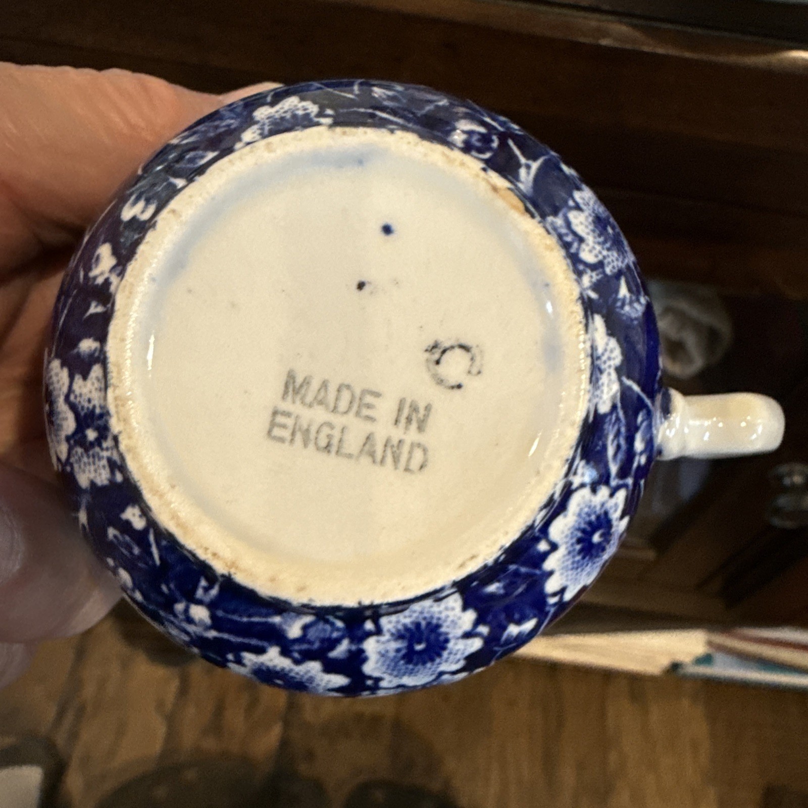 Vintage ROYAL CROWNFORD Blue Calico Cup & Saucer 13 Sets Sold Each Excellent