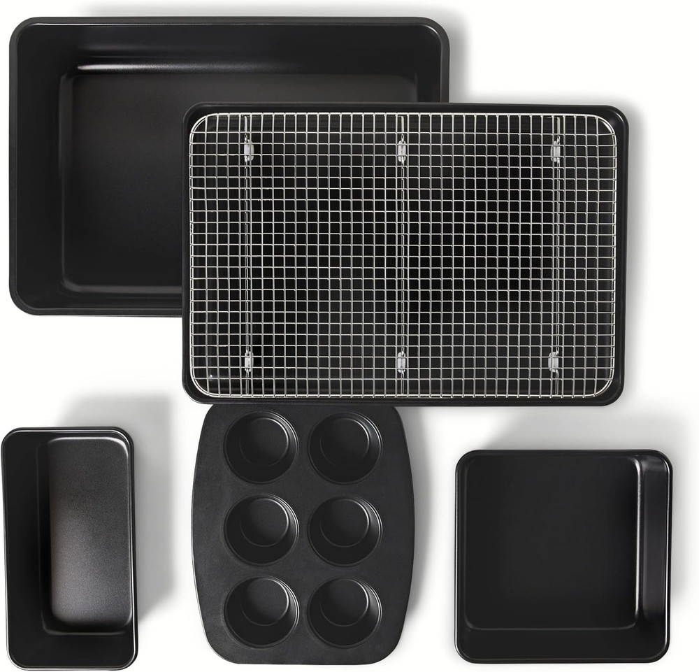 6 Piece Nonstick Bakeware Set Stackable Dishwasher and Oven-Safe