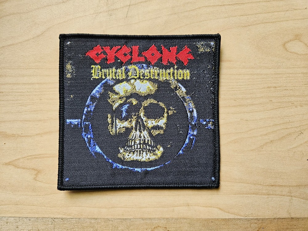 CYCLONE, BRUTAL DESTRUCTION, SEW ON WOVEN PATCH BLACK BORDER