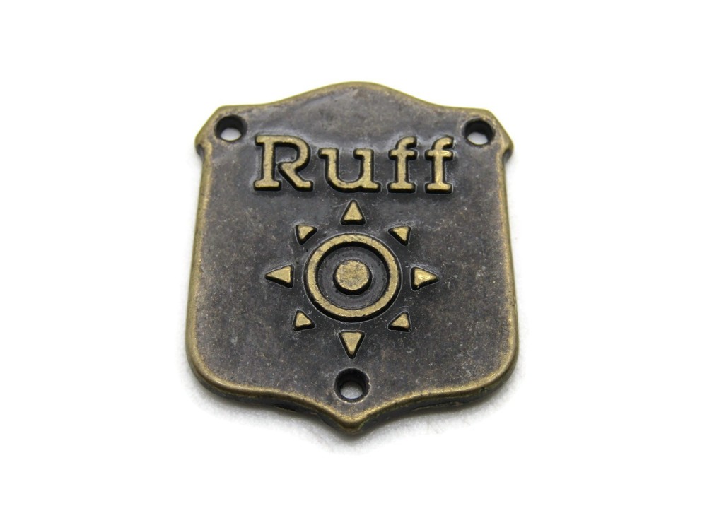 Ruff Lettered Sun Graphic Charm Gold Tone