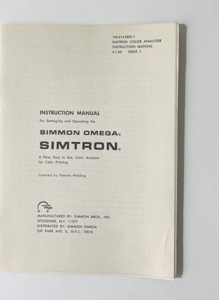 Omega Simtron Color Analyzer Instruction Manual