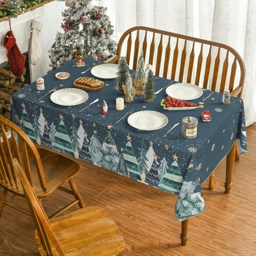 Christmas Tablecloth 60×84 Inch Rectangular, 60" x 84" (Rectangular) Green