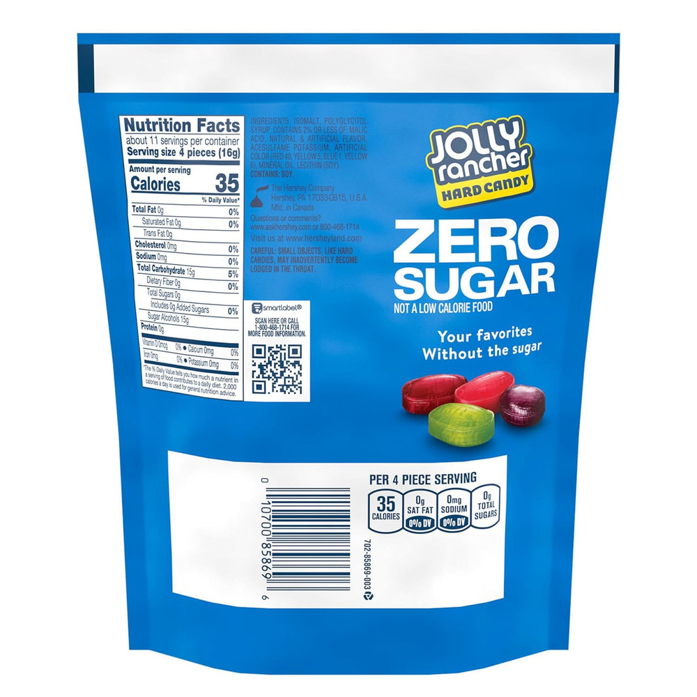 Zero Sugar Assorted Fruit Flavored Hard Candy Bag, 6.1 Oz