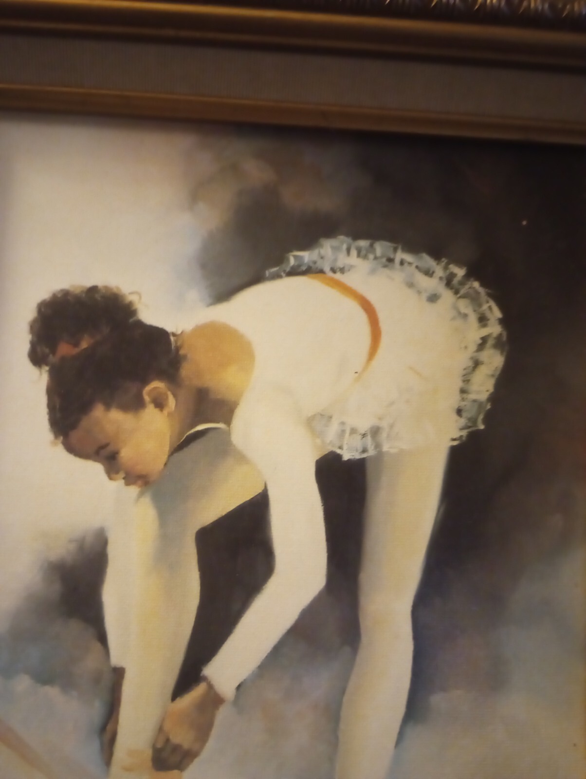 Stunning G. ROSE Young African American Ballerina Gilcee Canvas Framed Painting