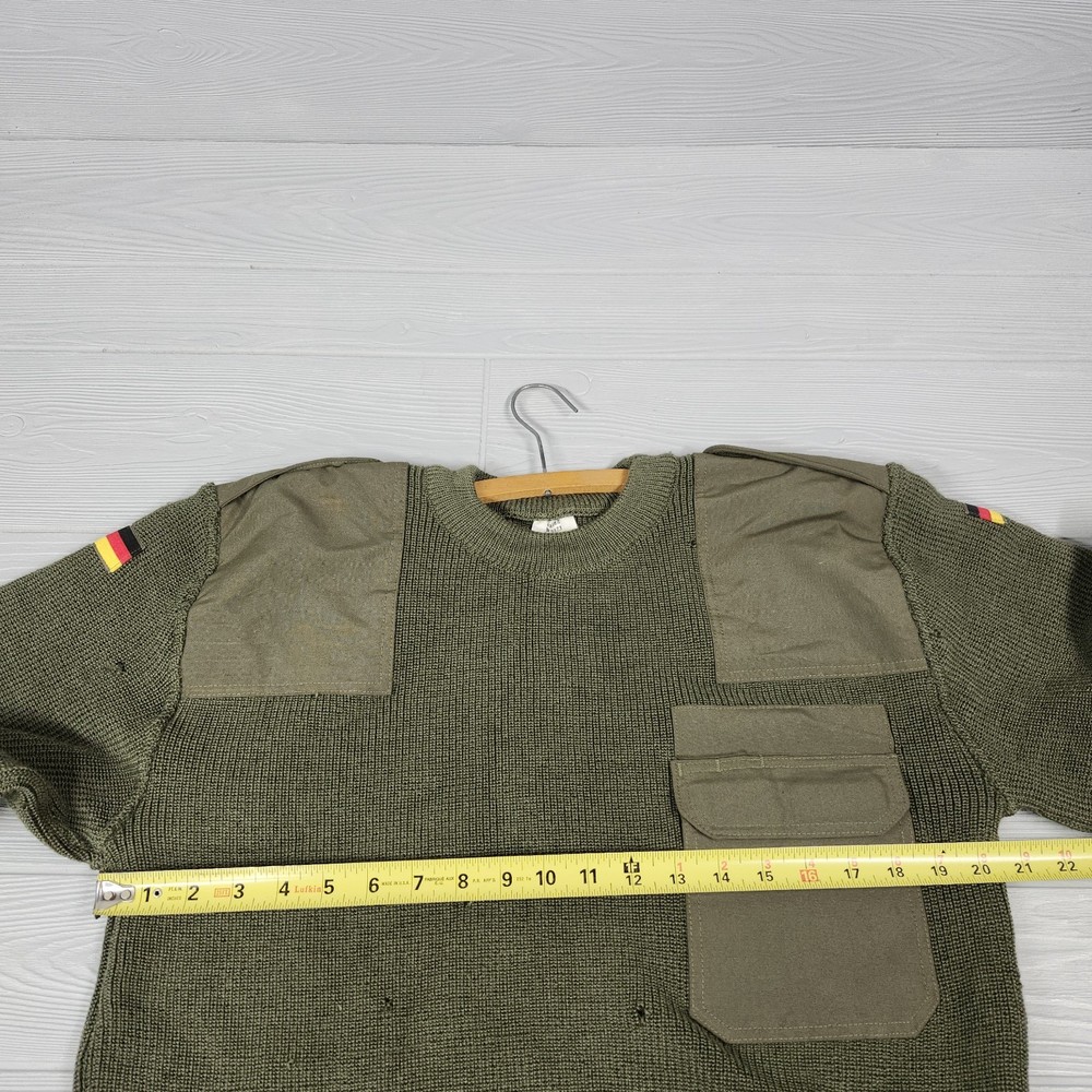 German Military Commando Sweater Pullover Flags Wool Blend H50 Size L Distressed