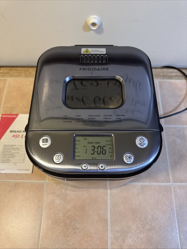 Frigidaire EBRM100 2LB Stainless Steel Bread Maker 15 Programs LCD Display