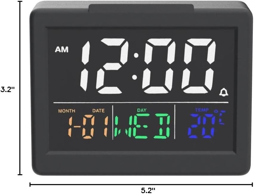 Premium Digital Atomic Alarm Clock Self-Setting Battery LCD Large Display Desk