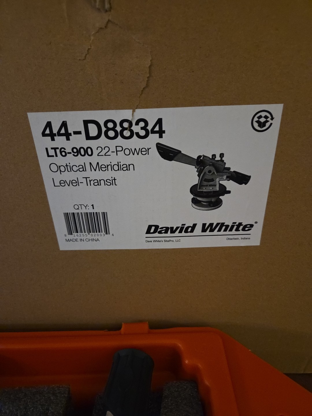 David White LT6-900 22 Power Optical Meridian Level Transit NEW