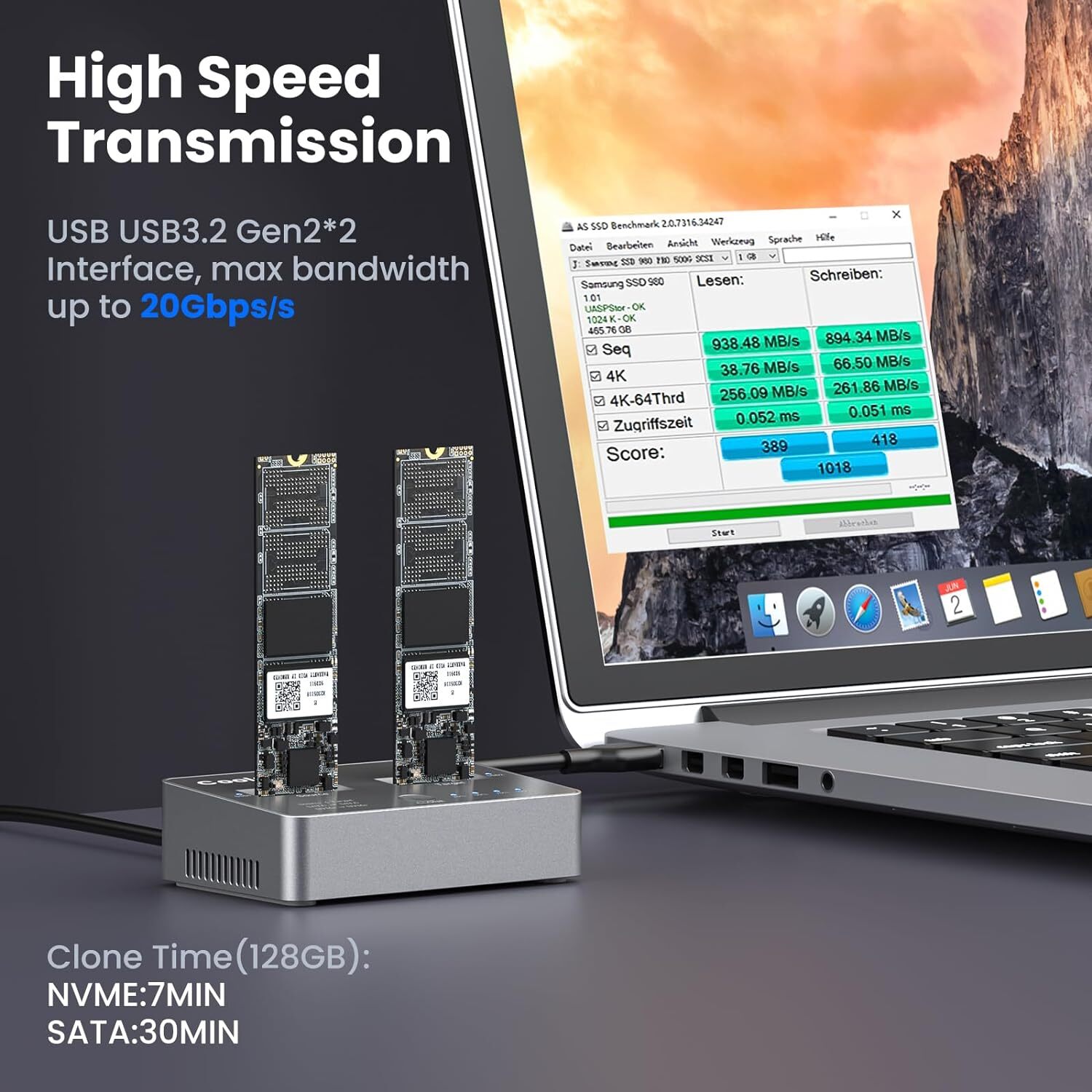 Dual-Bay Offline Clone M.2 NVME/SATA SSD Cloner M.2 NVME/SATA Duplicator for SSD