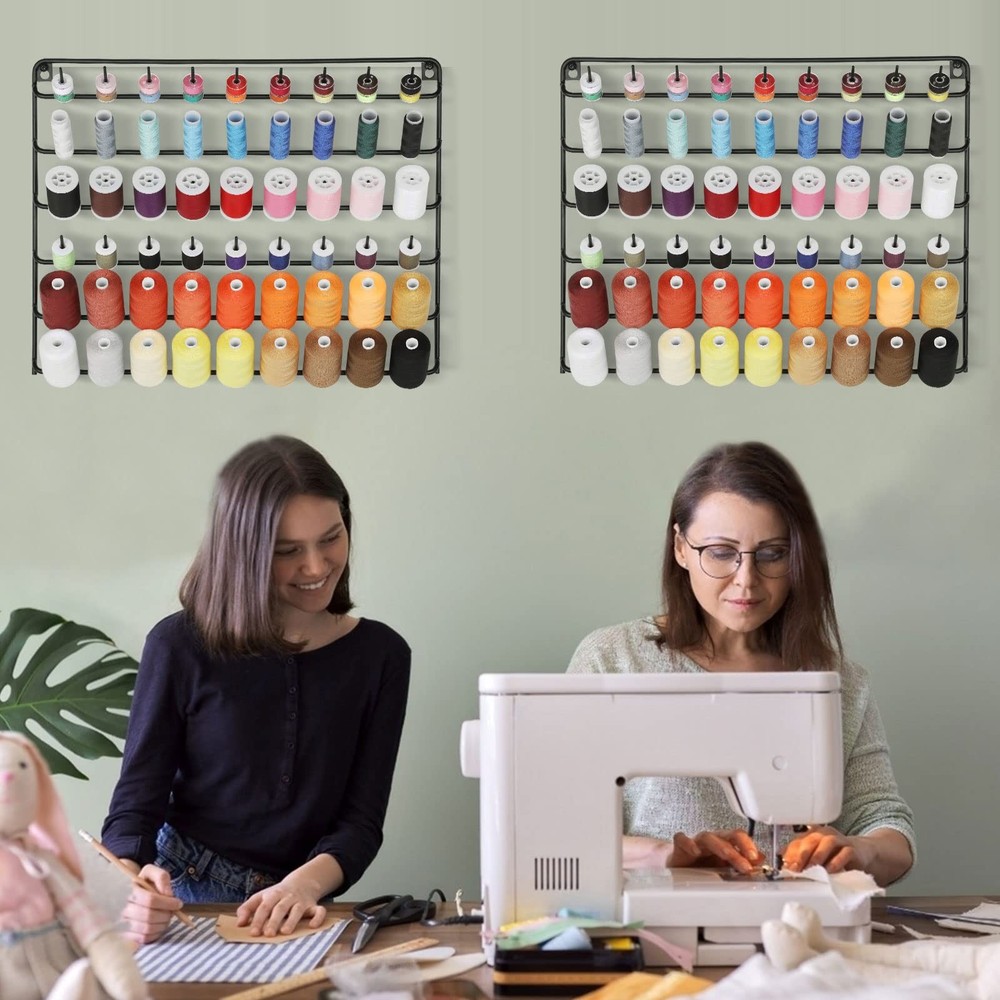 2 Pack 54 Spools Thread Holder Rack Wall Mount Embroidery Thread Organizer