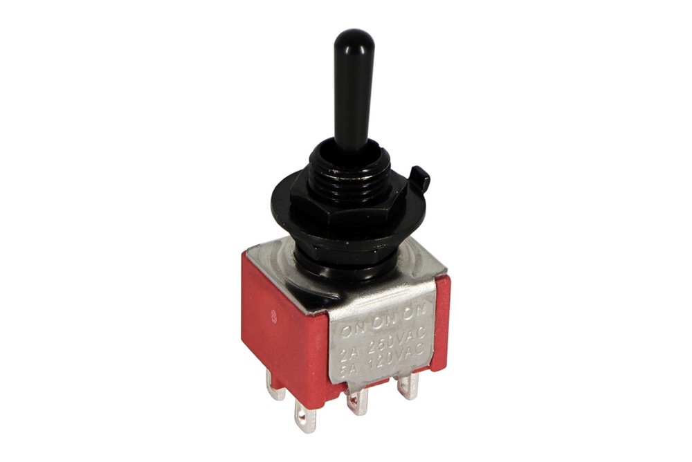 Mini Toggle Switch 3-way On-On-On Round Lever Black