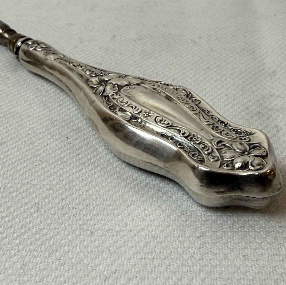 Antique Sterling Silver Handled Button Hook, Victorian