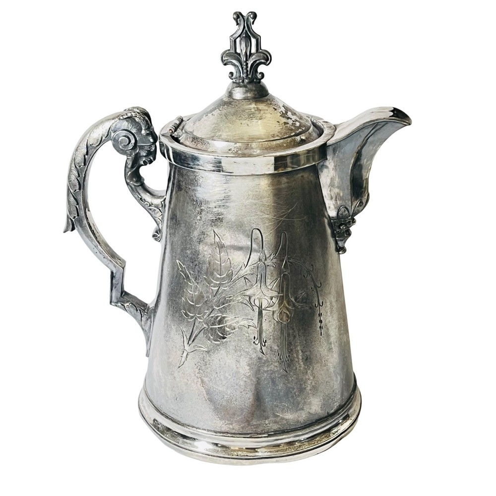 Antique Wilcox Silver Co. Ceramic Lined Silver Pitcher-Circa 1880