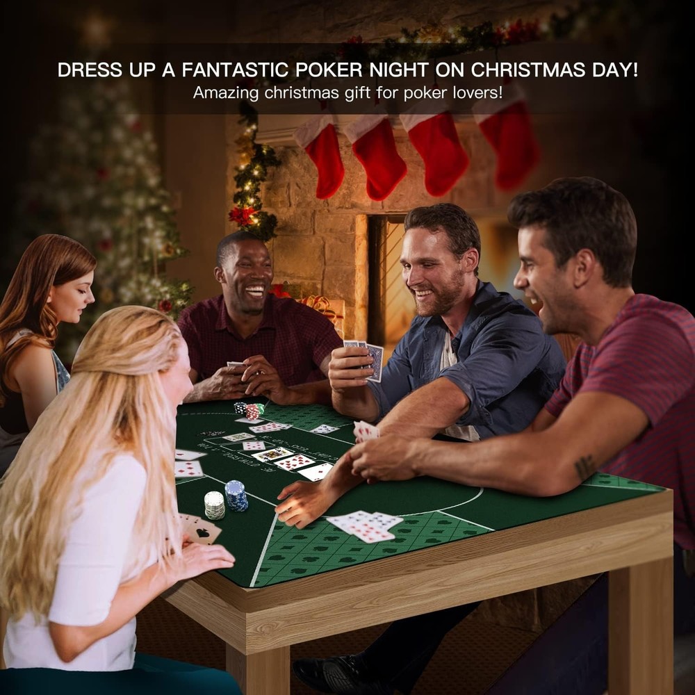 Large Rectangular Poker Mat for 6-8 Players