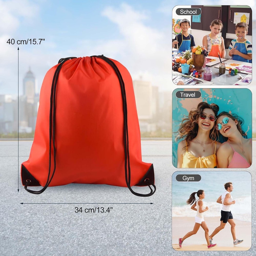 PLULON 6 Pcs Drawstring Bags Bulk Red Backpack String